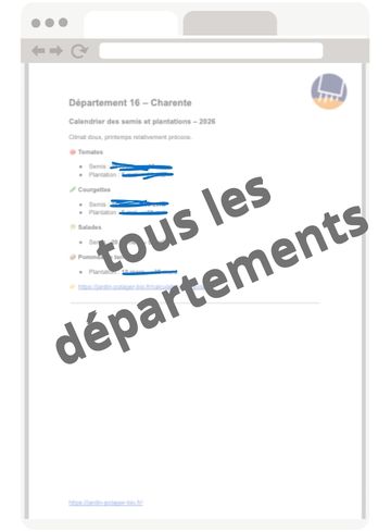 Extrait du calendrier des semis 2026 par département
